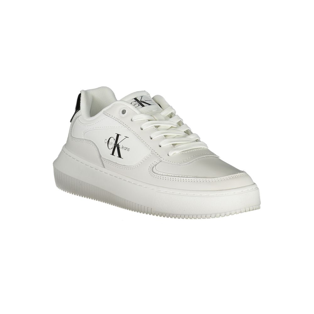 Calvin Klein Sleek White Lace-Up Sneakers with Contrast Details Calvin Klein