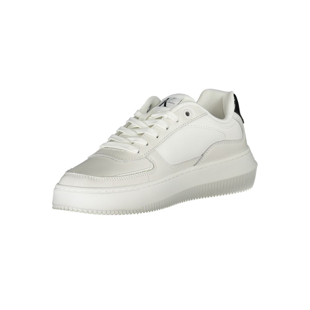 Calvin Klein Sleek White Lace-Up Sneakers with Contrast Details Calvin Klein