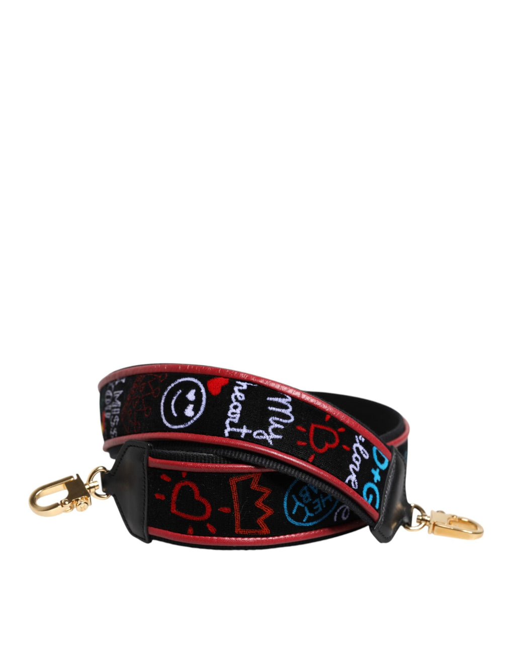 Dolce & Gabbana Black Cotton Printed Women Bag Accessory Shoulder Strap Dolce & Gabbana