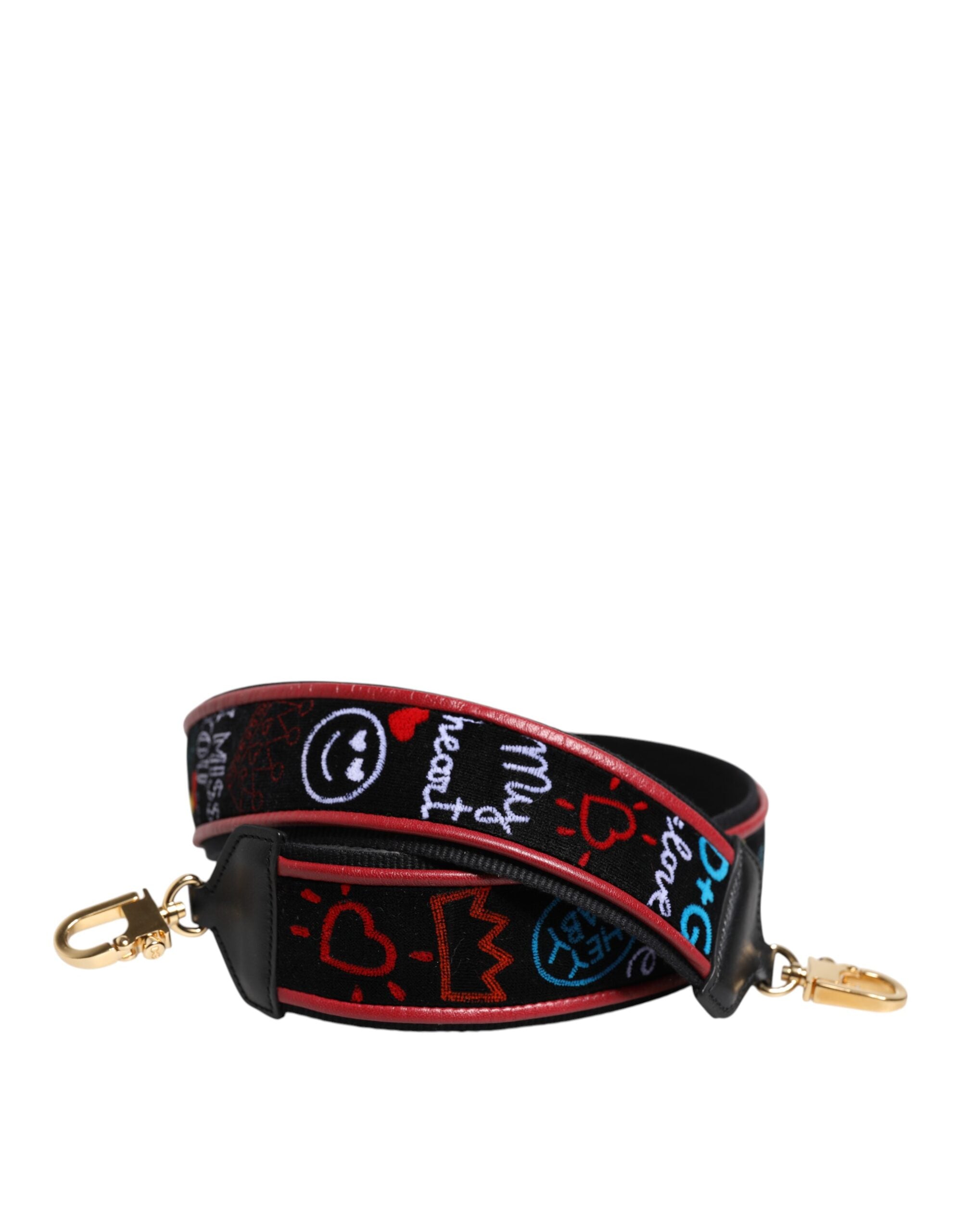 Dolce & Gabbana Black Cotton Printed Women Bag Accessory Shoulder Strap Dolce & Gabbana