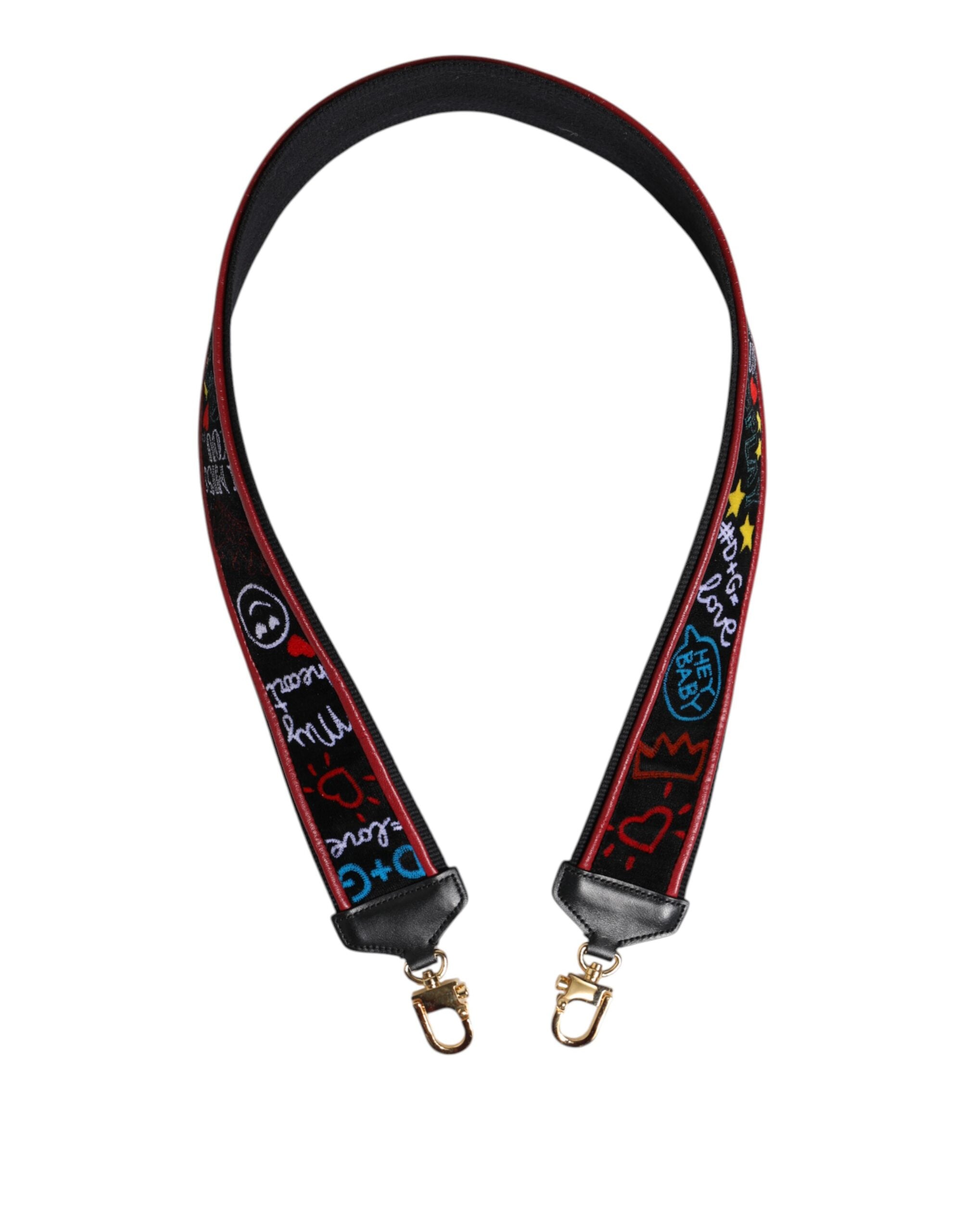 Dolce & Gabbana Black Cotton Printed Women Bag Accessory Shoulder Strap Dolce & Gabbana