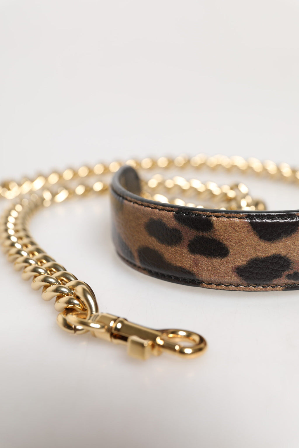 Dolce & Gabbana Brown Leopard Gold Brass Chain Accessory Shoulder Strap Dolce & Gabbana