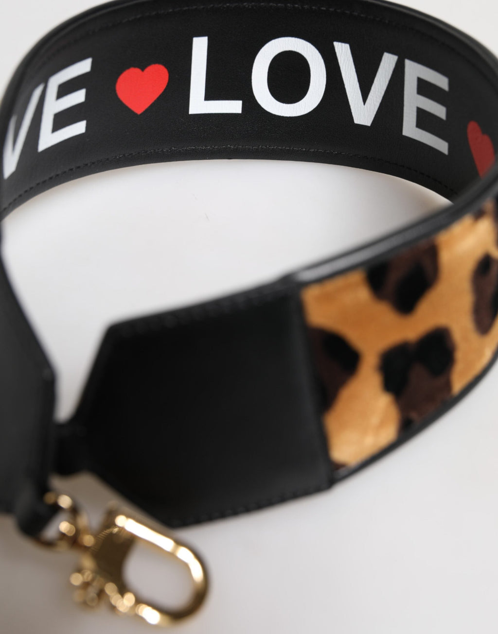 Dolce & Gabbana Black Leopard Print Reversible Bag Shoulder Strap Dolce & Gabbana