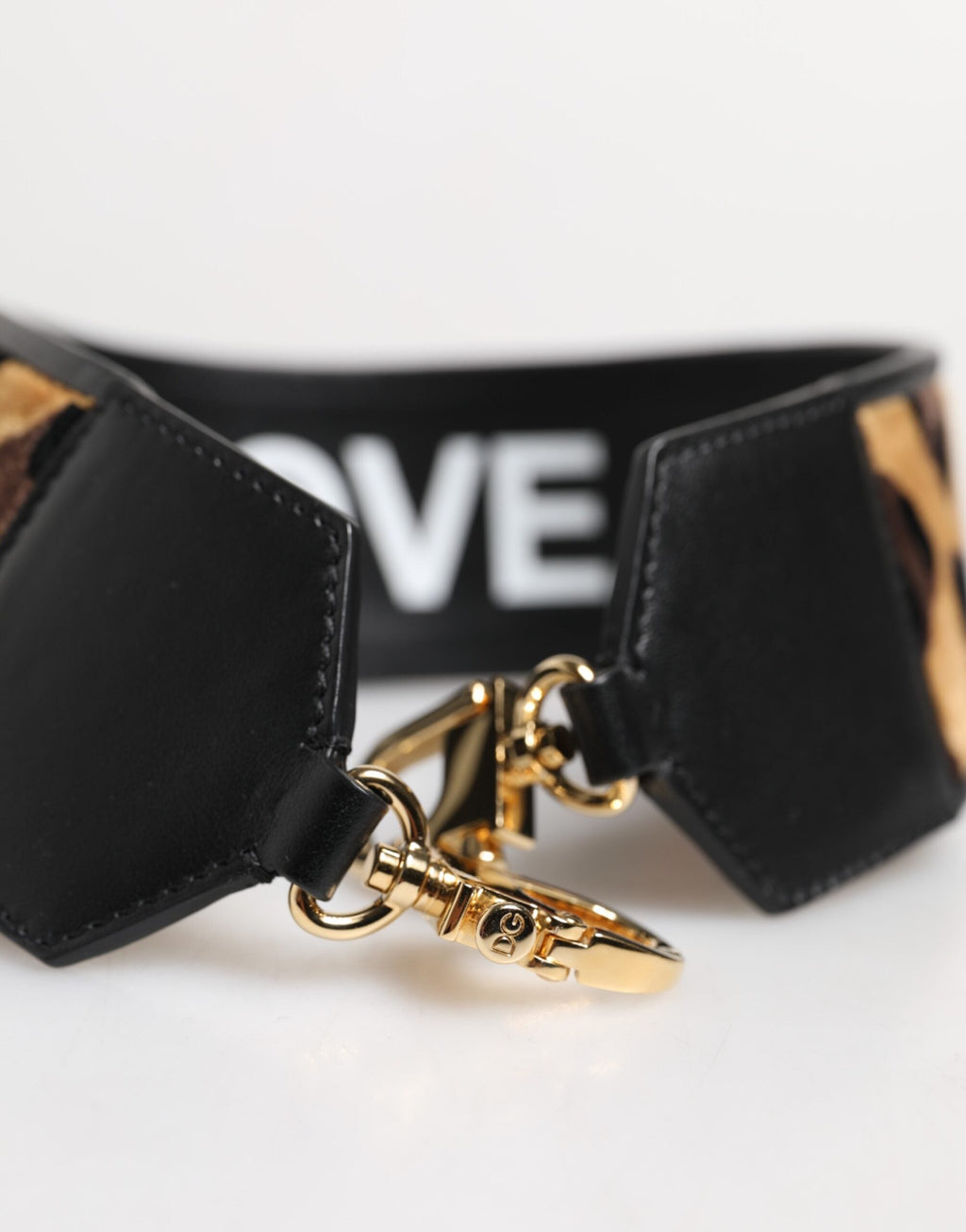 Dolce & Gabbana Black Leopard Print Reversible Bag Shoulder Strap Dolce & Gabbana