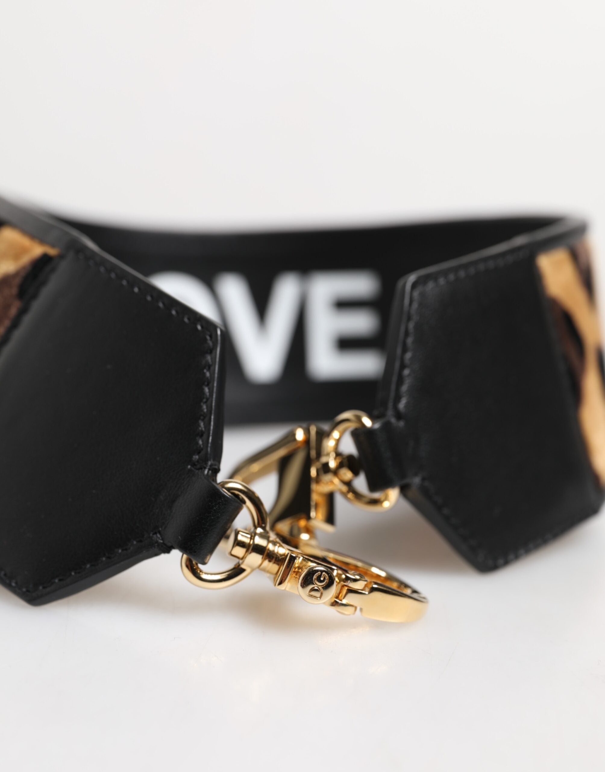 Dolce & Gabbana Black Leopard Print Reversible Bag Shoulder Strap Dolce & Gabbana