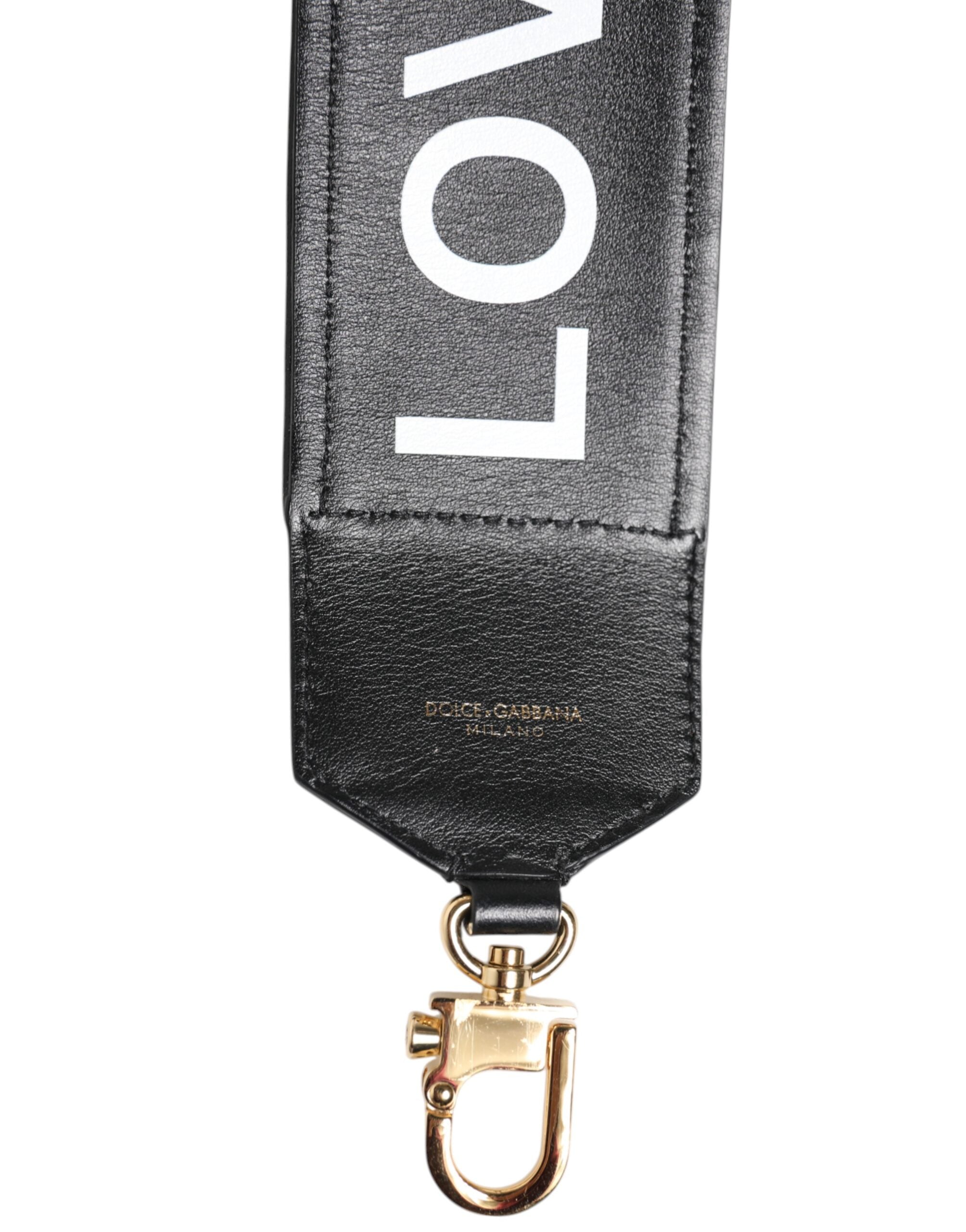 Dolce & Gabbana Black Leopard Print Reversible Bag Shoulder Strap Dolce & Gabbana