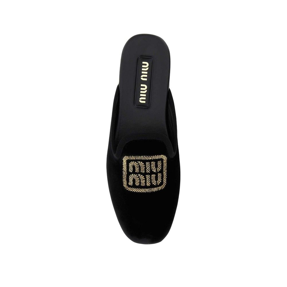 Miu Miu Logo Embroidered Slip-On Mules Miu Miu