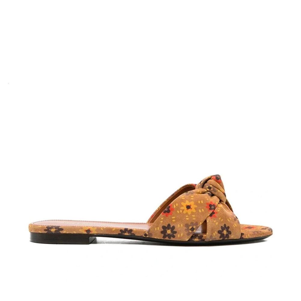 Saint Laurent Bianca Knotted Suede Slides Saint Laurent