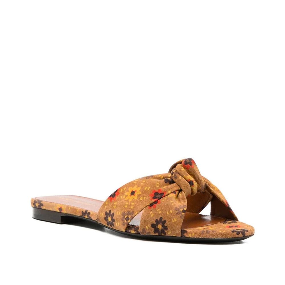 Saint Laurent Bianca Knotted Suede Slides Saint Laurent