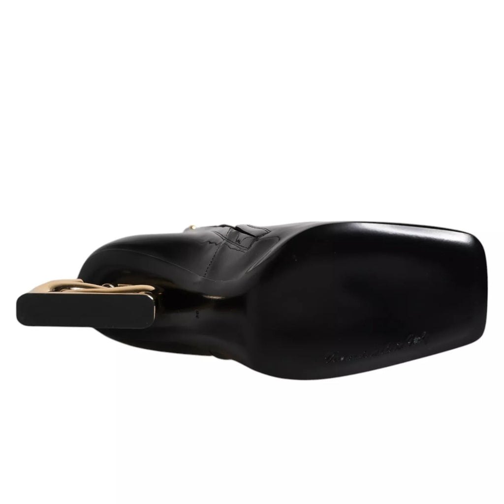 Dolce & Gabbana Black Jackie Leather Mid Calf Boots Shoes Dolce & Gabbana