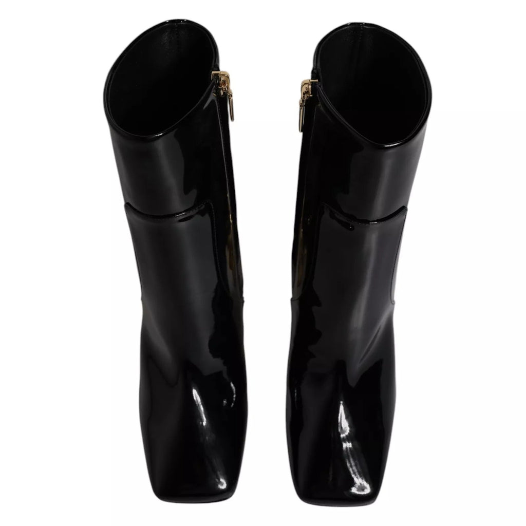 Dolce & Gabbana Black Jackie Leather Mid Calf Boots Shoes Dolce & Gabbana