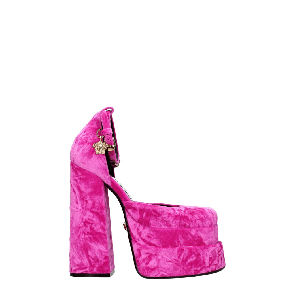 Versace Pink Velvet Platforms Versace