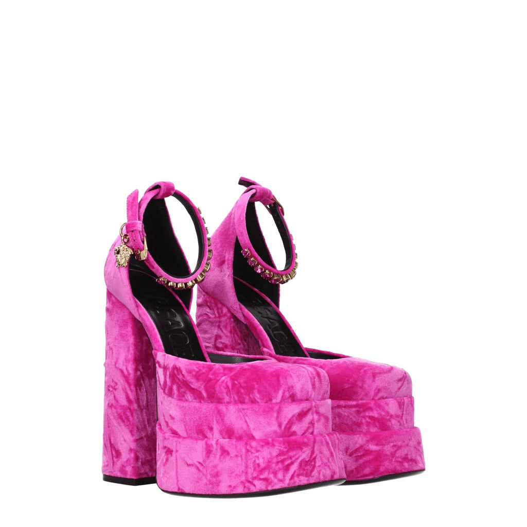 Versace Pink Velvet Platforms Versace