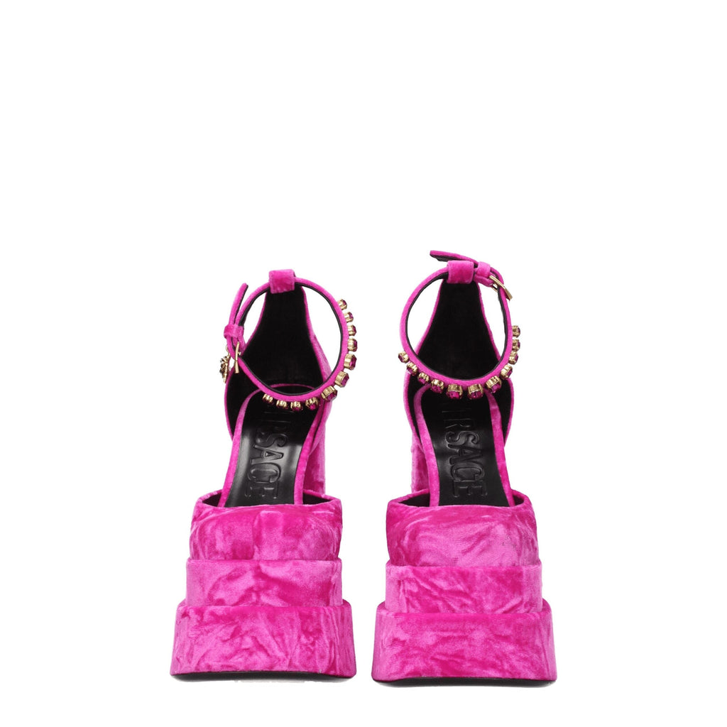 Versace Pink Velvet Platforms Versace