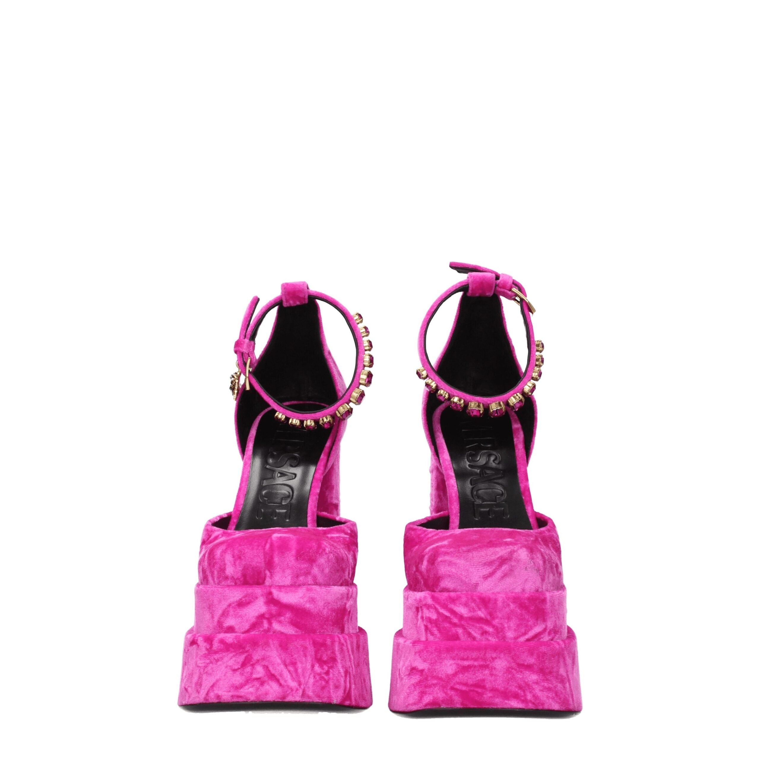 Versace Pink Velvet Platforms Versace