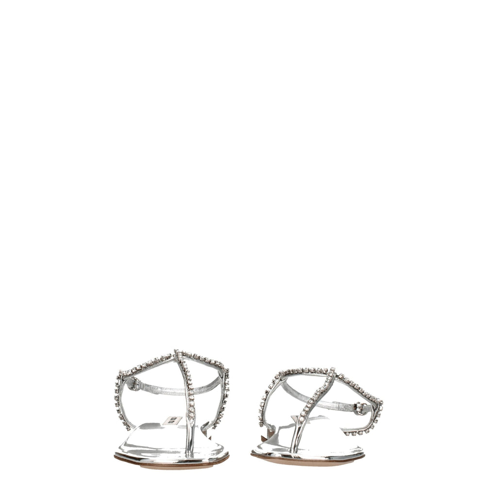 Miu Miu Gray Leather Flip-Flop Sandals Miu Miu