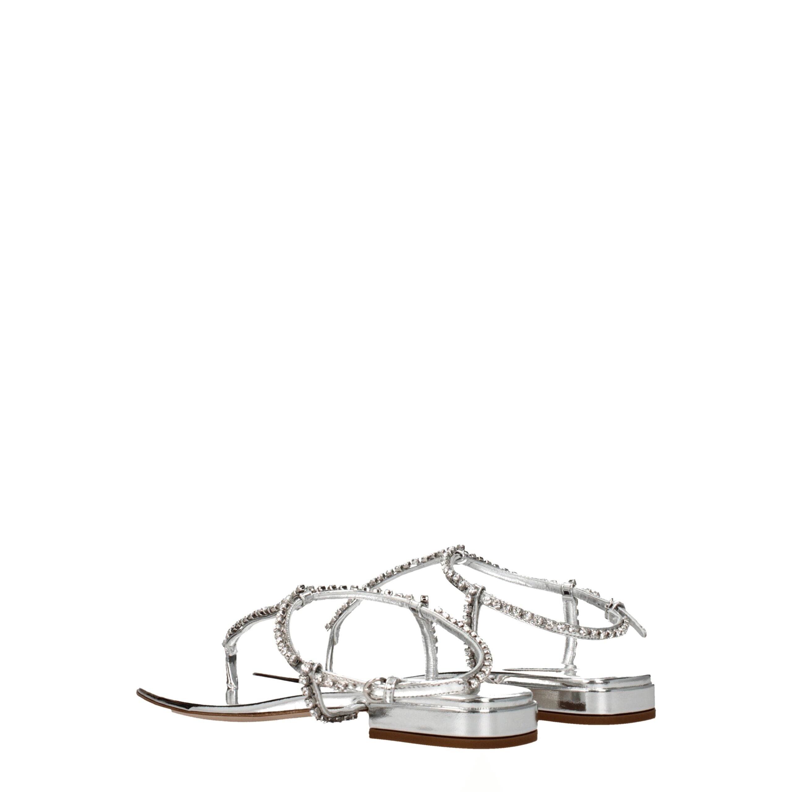 Miu Miu Gray Leather Flip-Flop Sandals Miu Miu