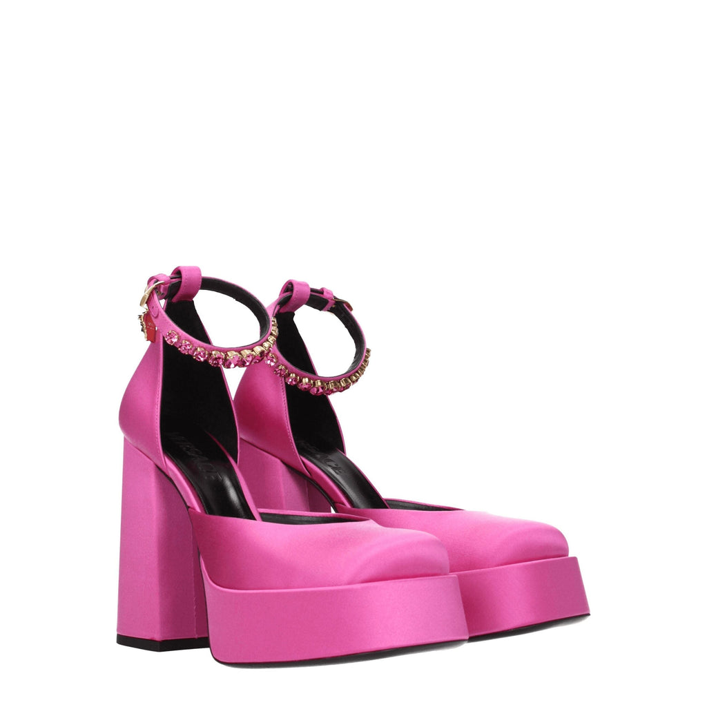 Versace Pink Satin Platforms Pumps Versace