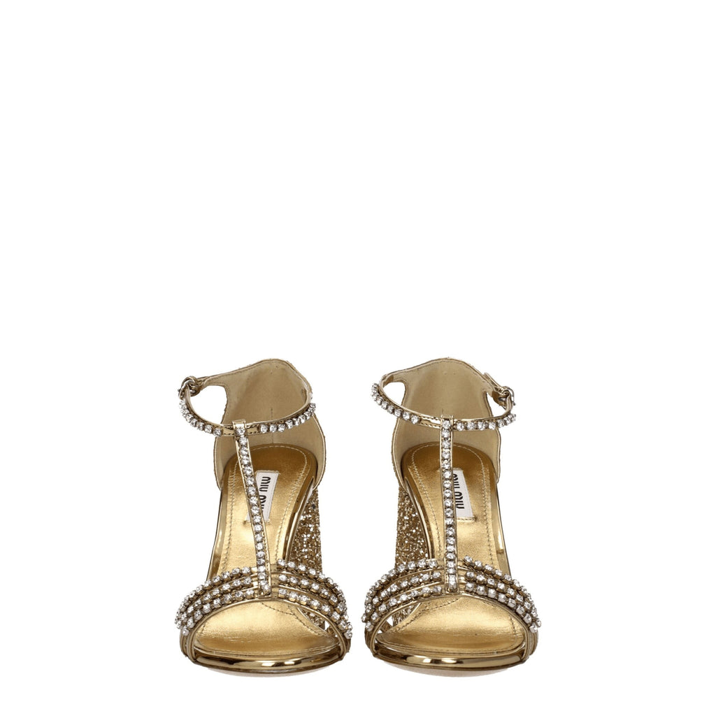 Miu Miu Gold Plastic Platform Sandals Miu Miu