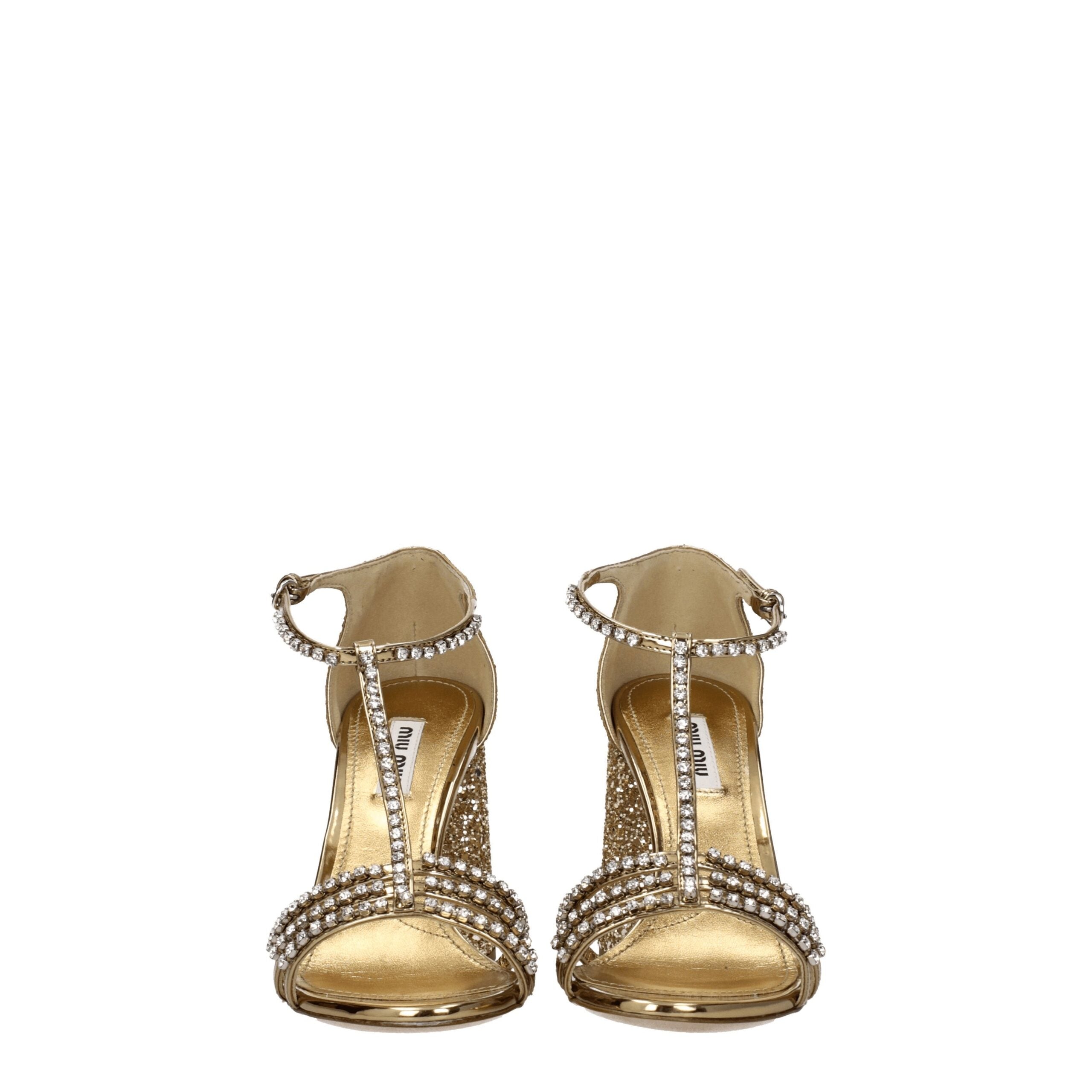 Miu Miu Gold Plastic Platform Sandals Miu Miu