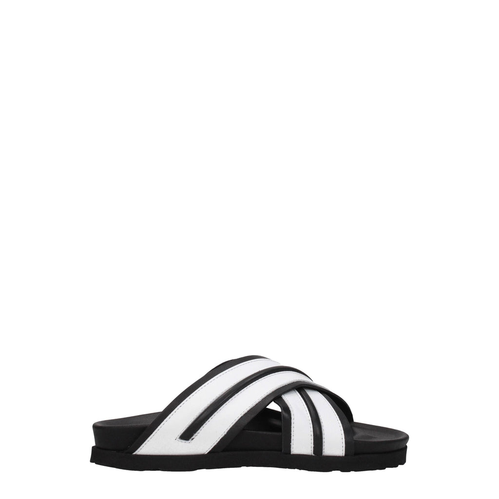 Palm Angels White Leather Slippers Sandals Palm Angels