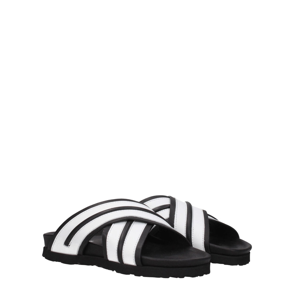 Palm Angels White Leather Slippers Sandals Palm Angels
