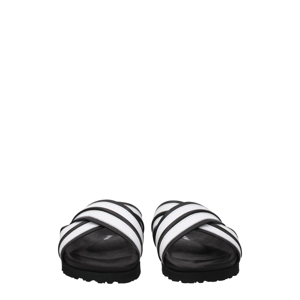 Palm Angels White Leather Slippers Sandals Palm Angels