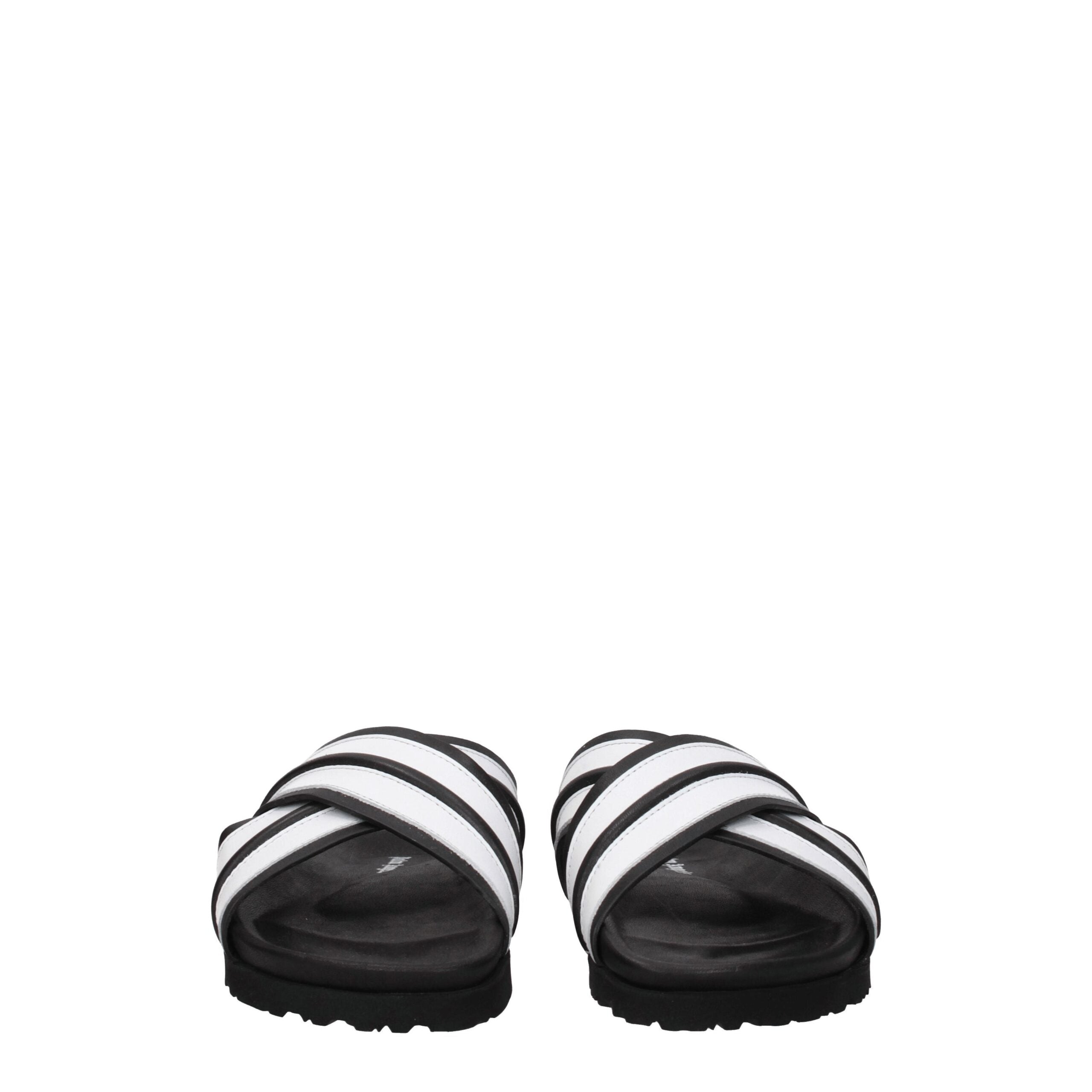 Palm Angels White Leather Slippers Sandals Palm Angels