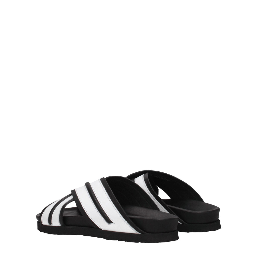 Palm Angels White Leather Slippers Sandals Palm Angels