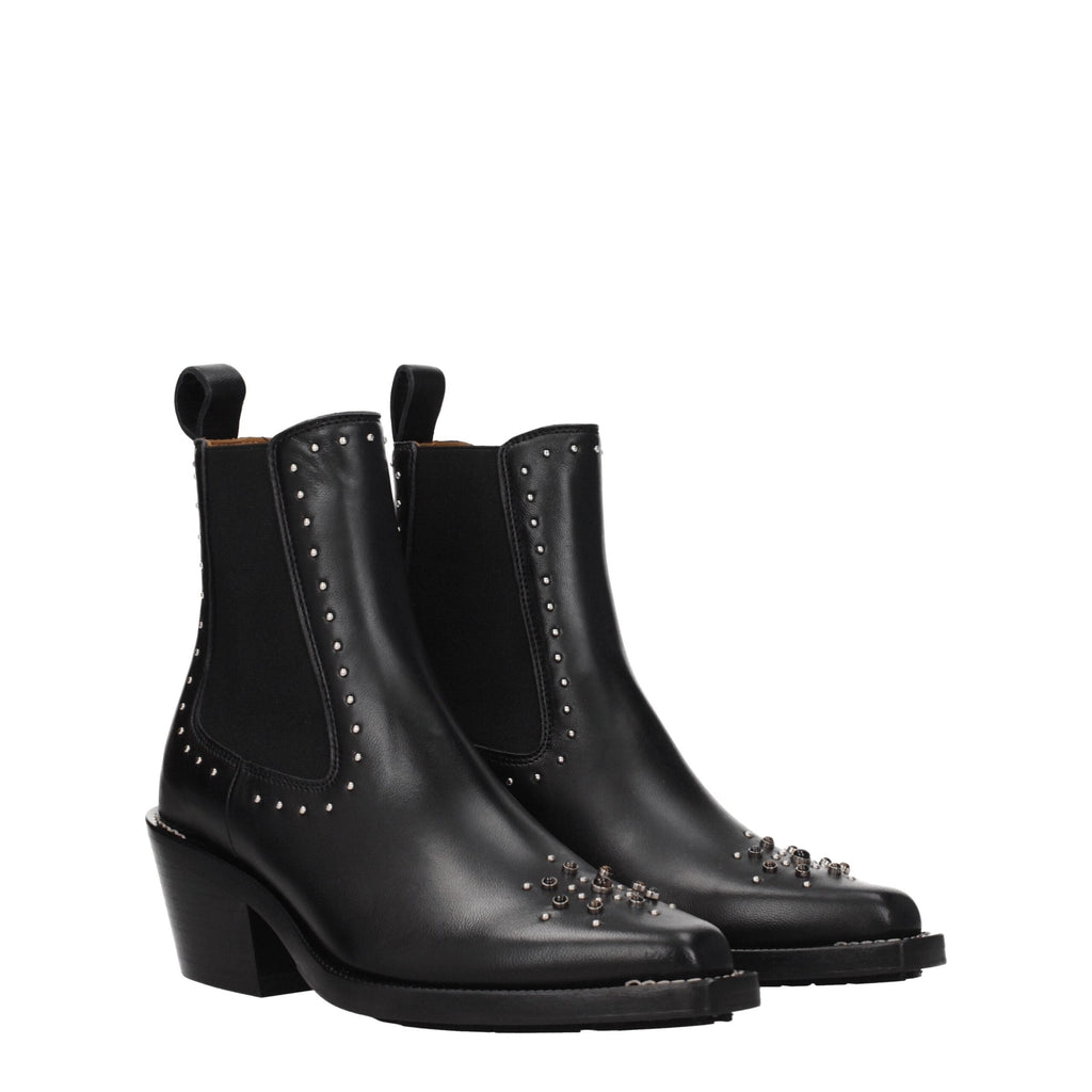 Chloé Black Leather Ankle Boots Chloé