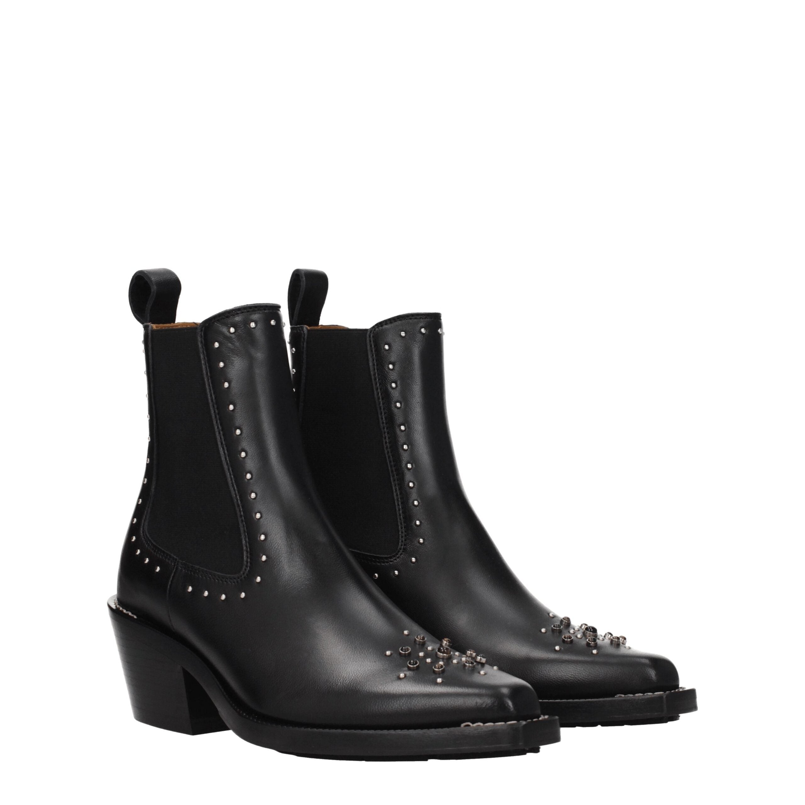 Chloé Black Leather Ankle Boots Chloé