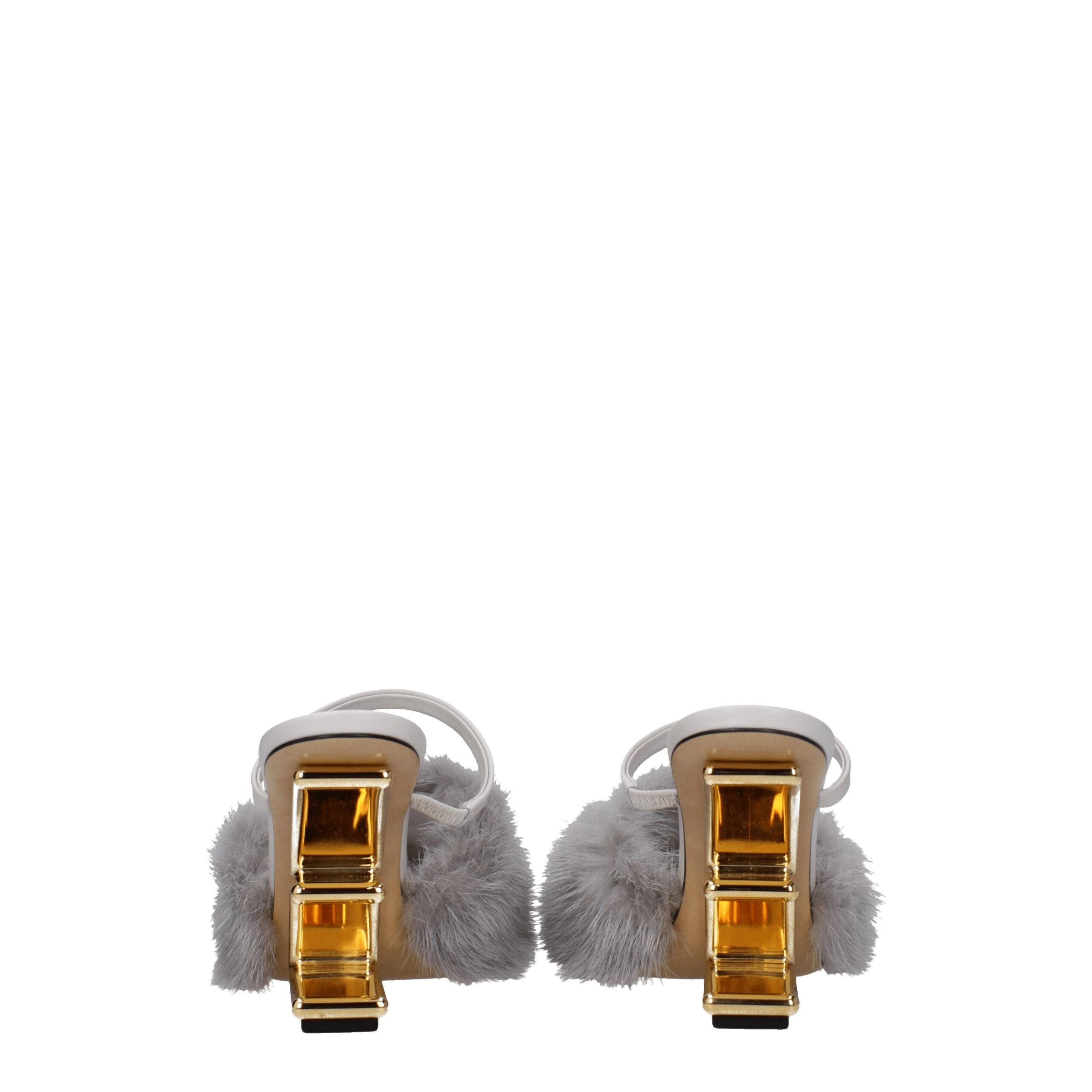 Fendi Gray Mink Slippers Fendi