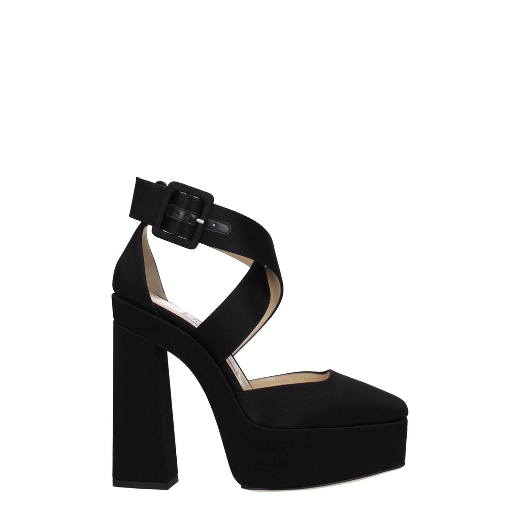 Jimmy Choo Black Satin Platform Sandals Jimmy Choo
