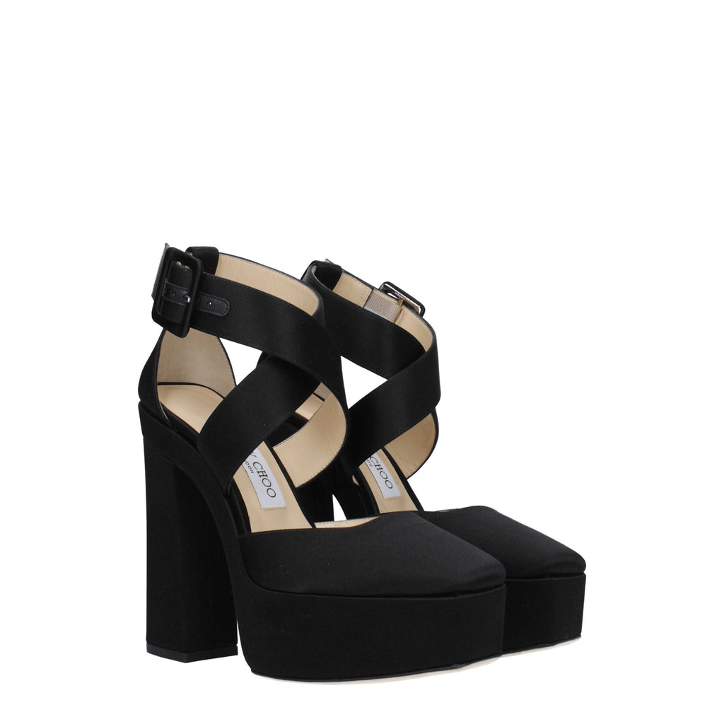Jimmy Choo Black Satin Platform Sandals Jimmy Choo