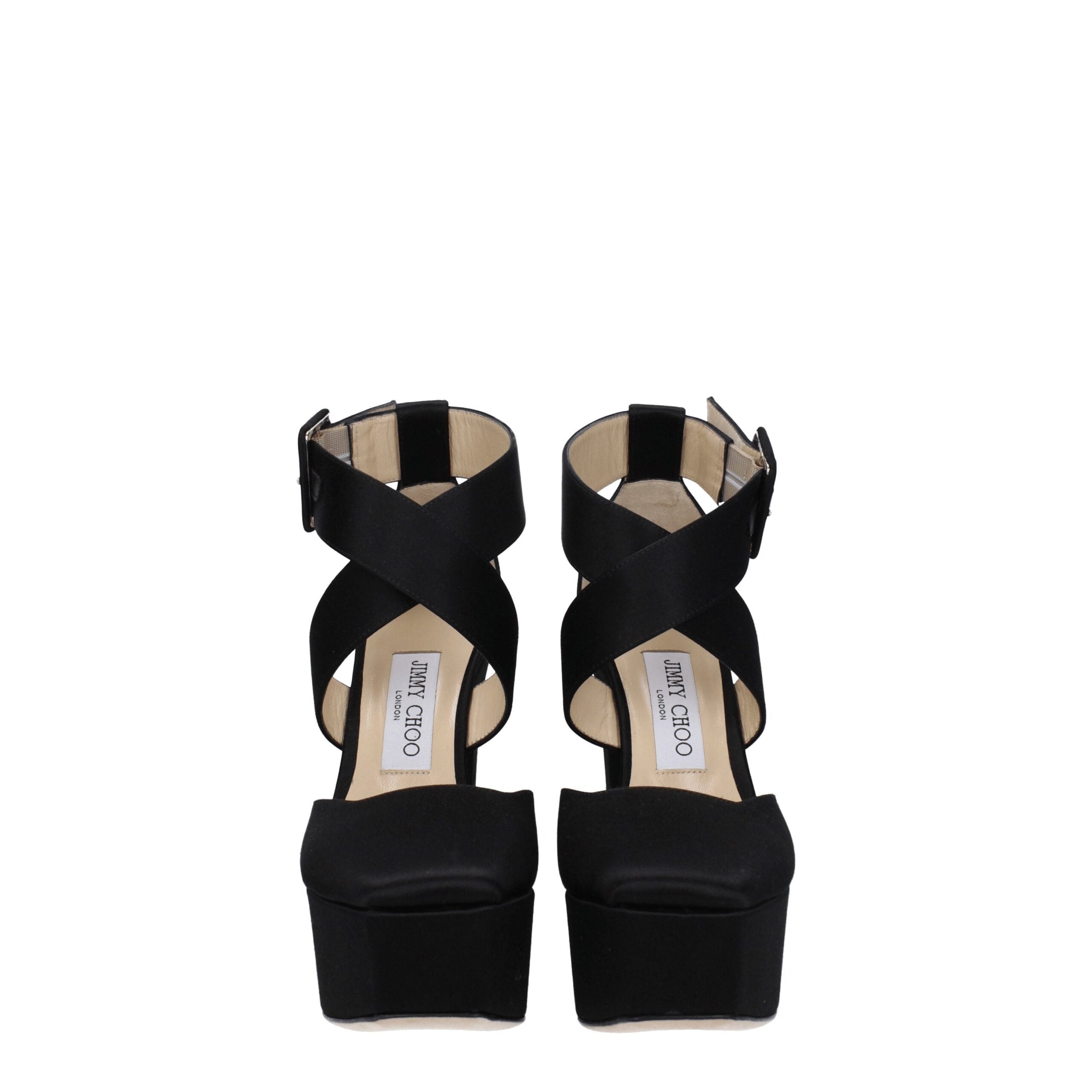 Jimmy Choo Black Satin Platform Sandals Jimmy Choo