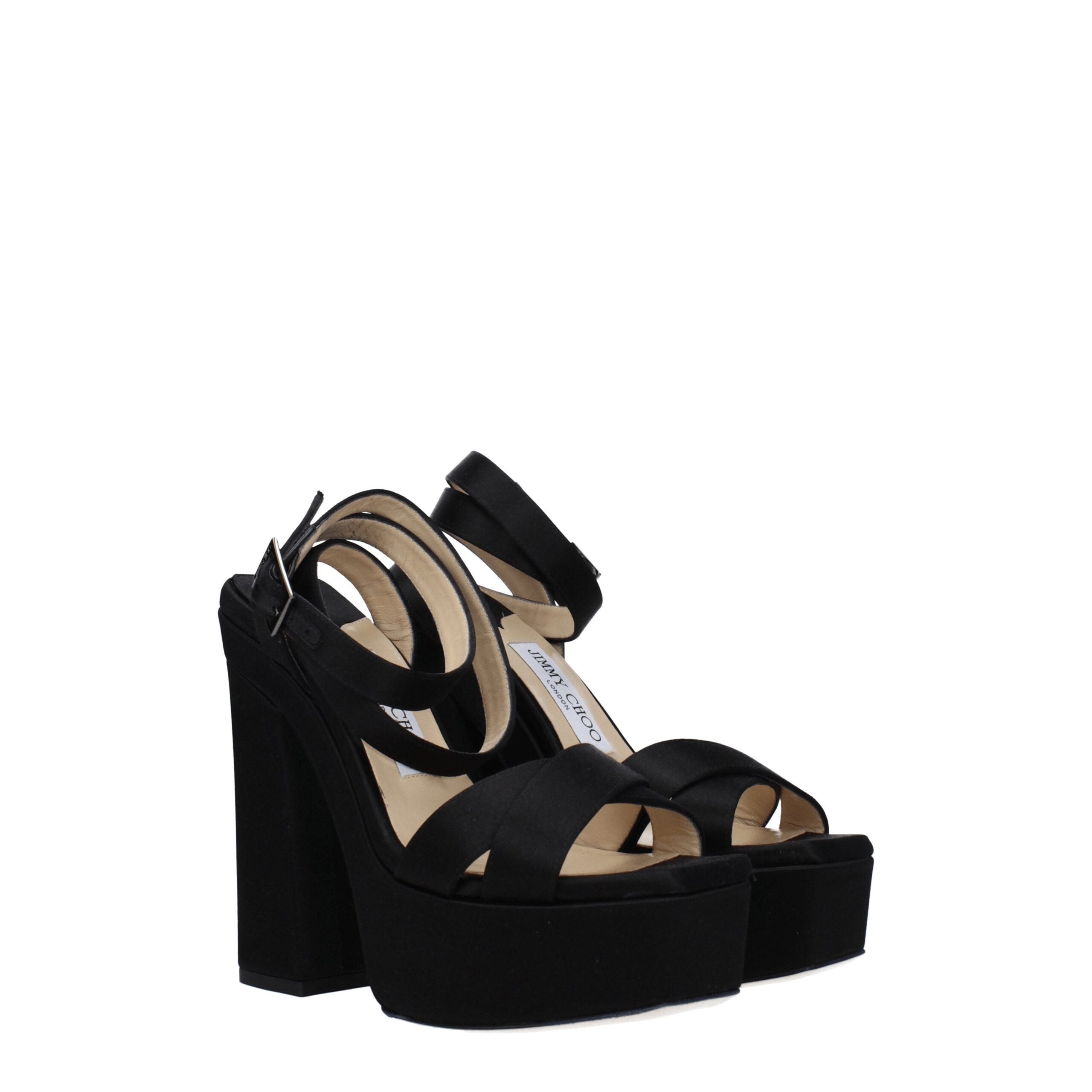Jimmy Choo Black Satin Platform Sandals Jimmy Choo
