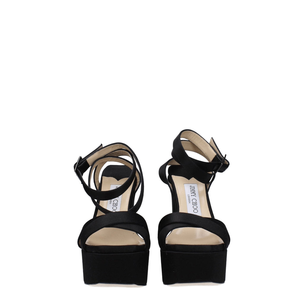 Jimmy Choo Black Satin Platform Sandals Jimmy Choo