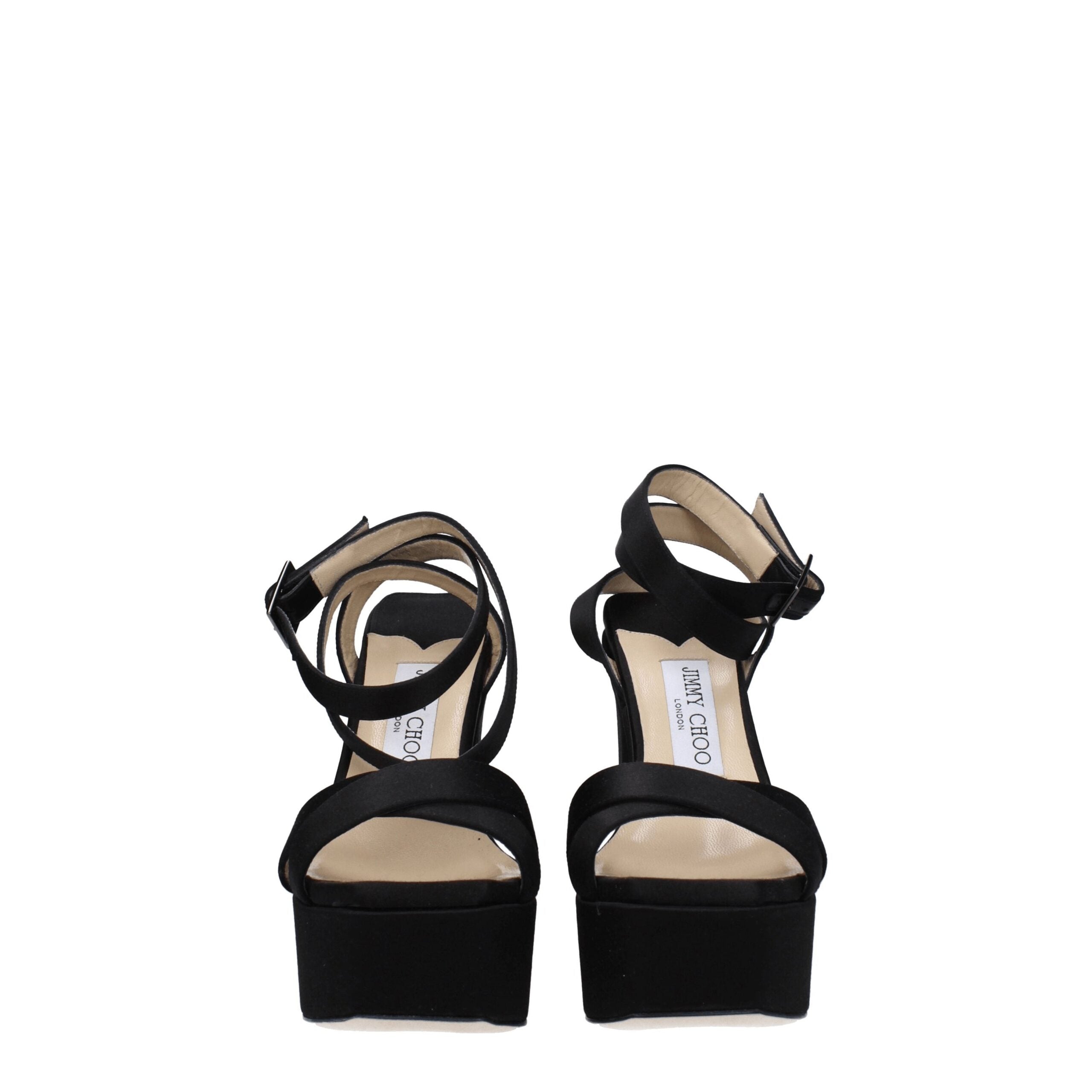 Jimmy Choo Black Satin Platform Sandals Jimmy Choo