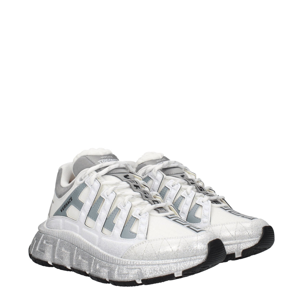 Versace White Fabric Athletic Sneakers Versace