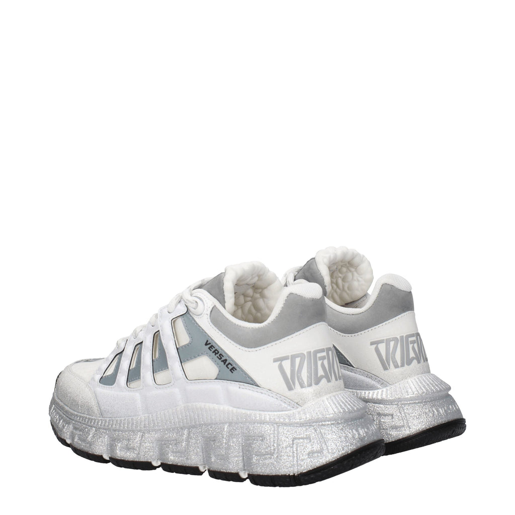 Versace White Fabric Athletic Sneakers Versace