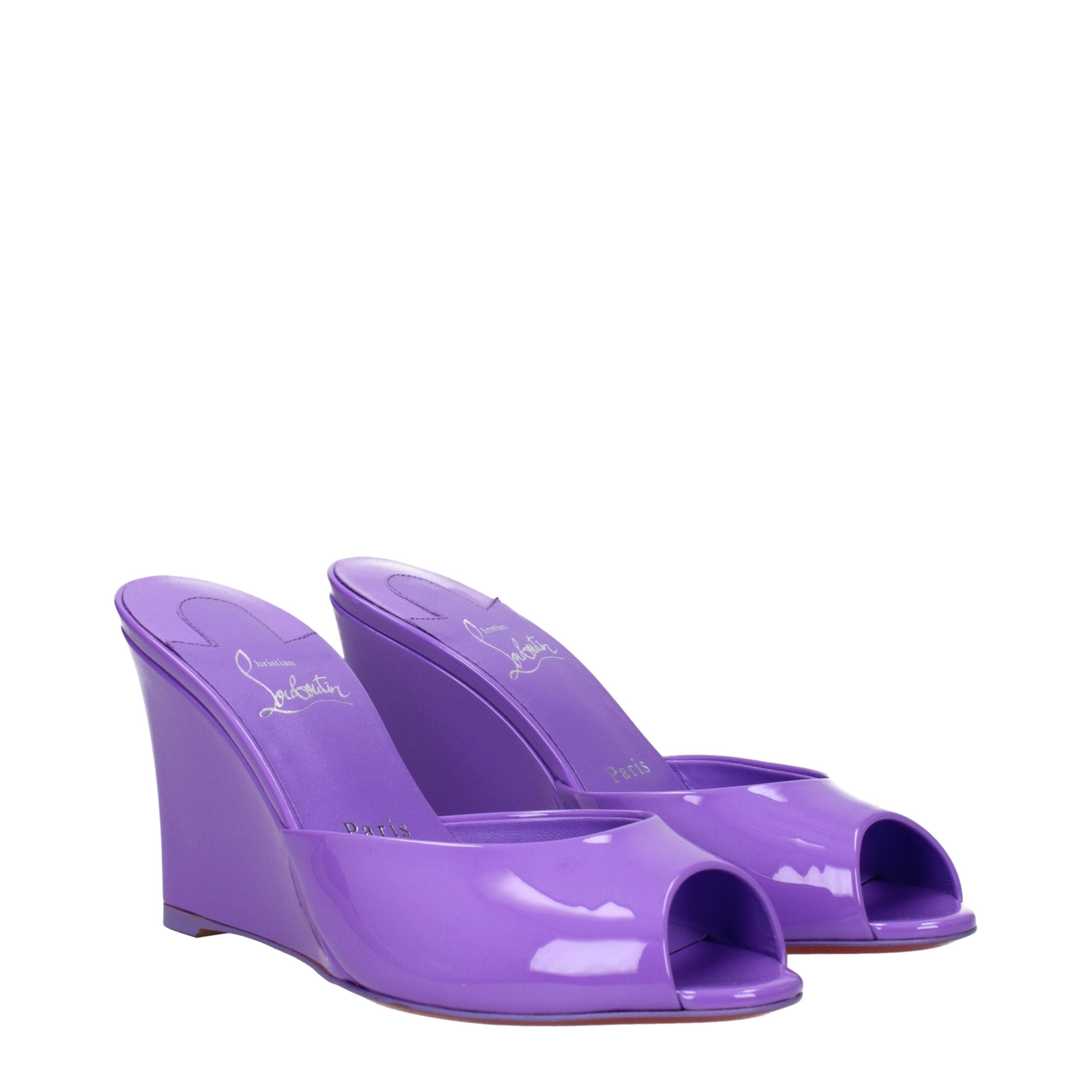 Christian Louboutin Purple Leather Wedge Sandals Christian Louboutin