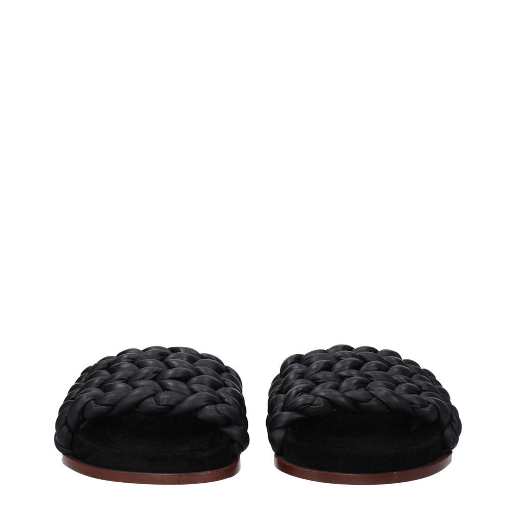 Chloé Black Leather Slippers Chloé
