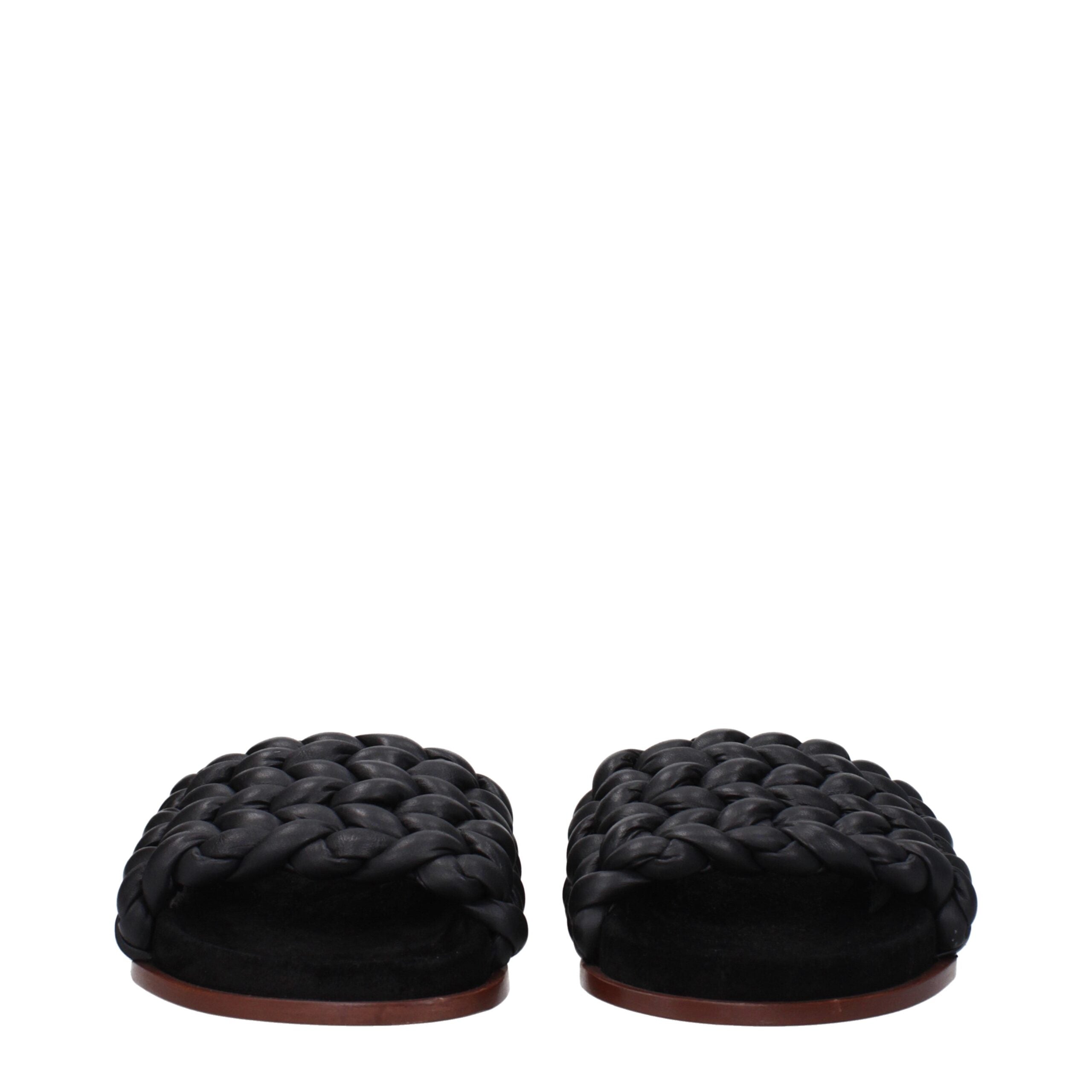 Chloé Black Leather Slippers Chloé
