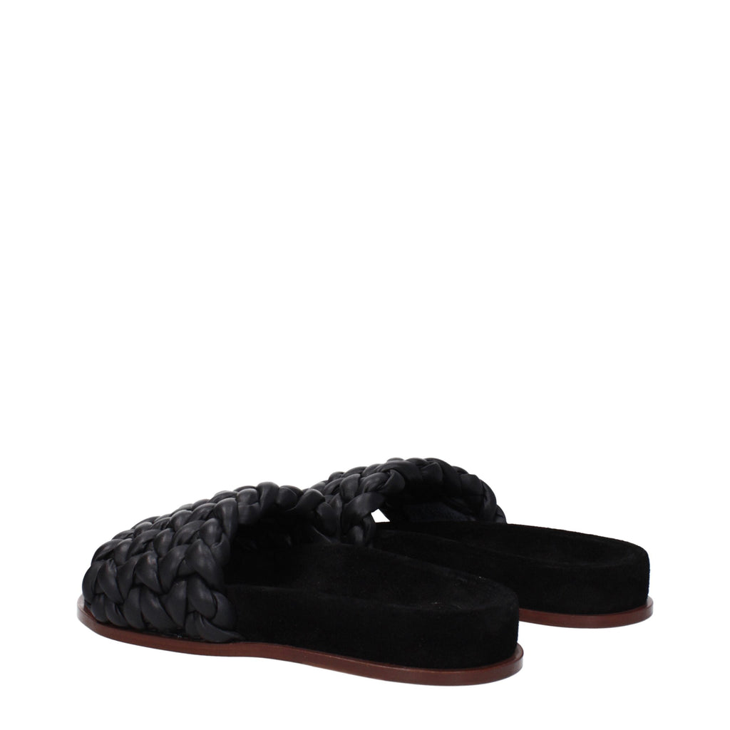 Chloé Black Leather Slippers Chloé