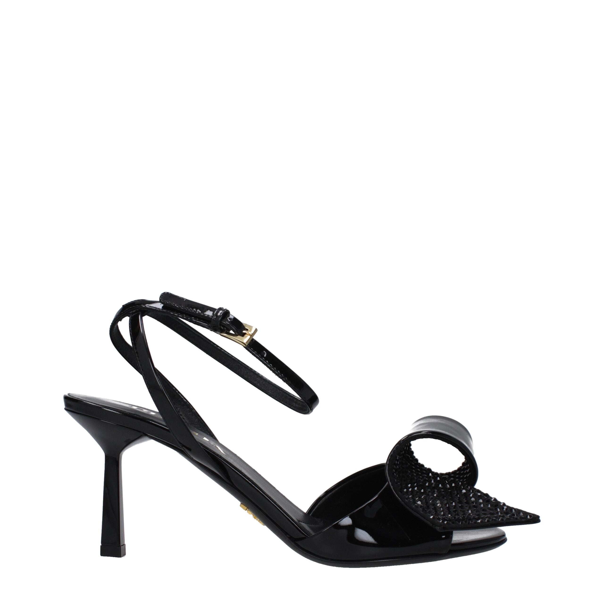 Prada Black Leather Stiletto Heels Sandals Prada