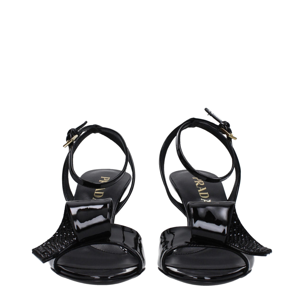 Prada Black Leather Stiletto Heels Sandals Prada