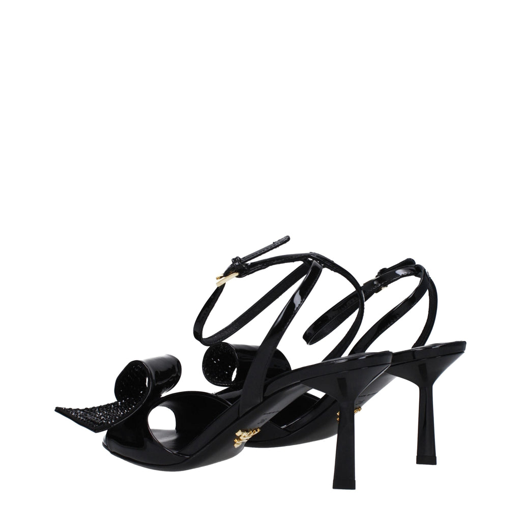 Prada Black Leather Stiletto Heels Sandals Prada