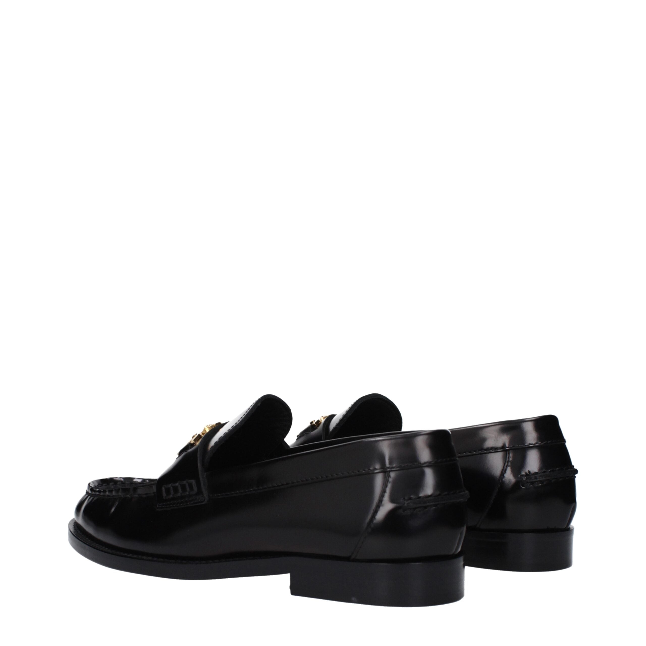 Versace Black Leather Slip-On Loafers Versace