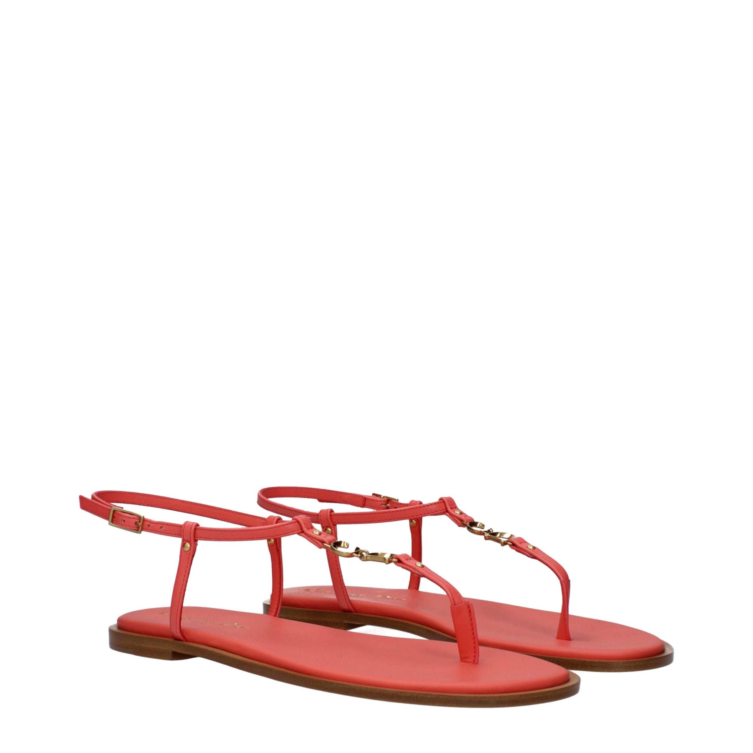 Christian Dior Pink Leather Flip-Flop Sandals Christian Dior