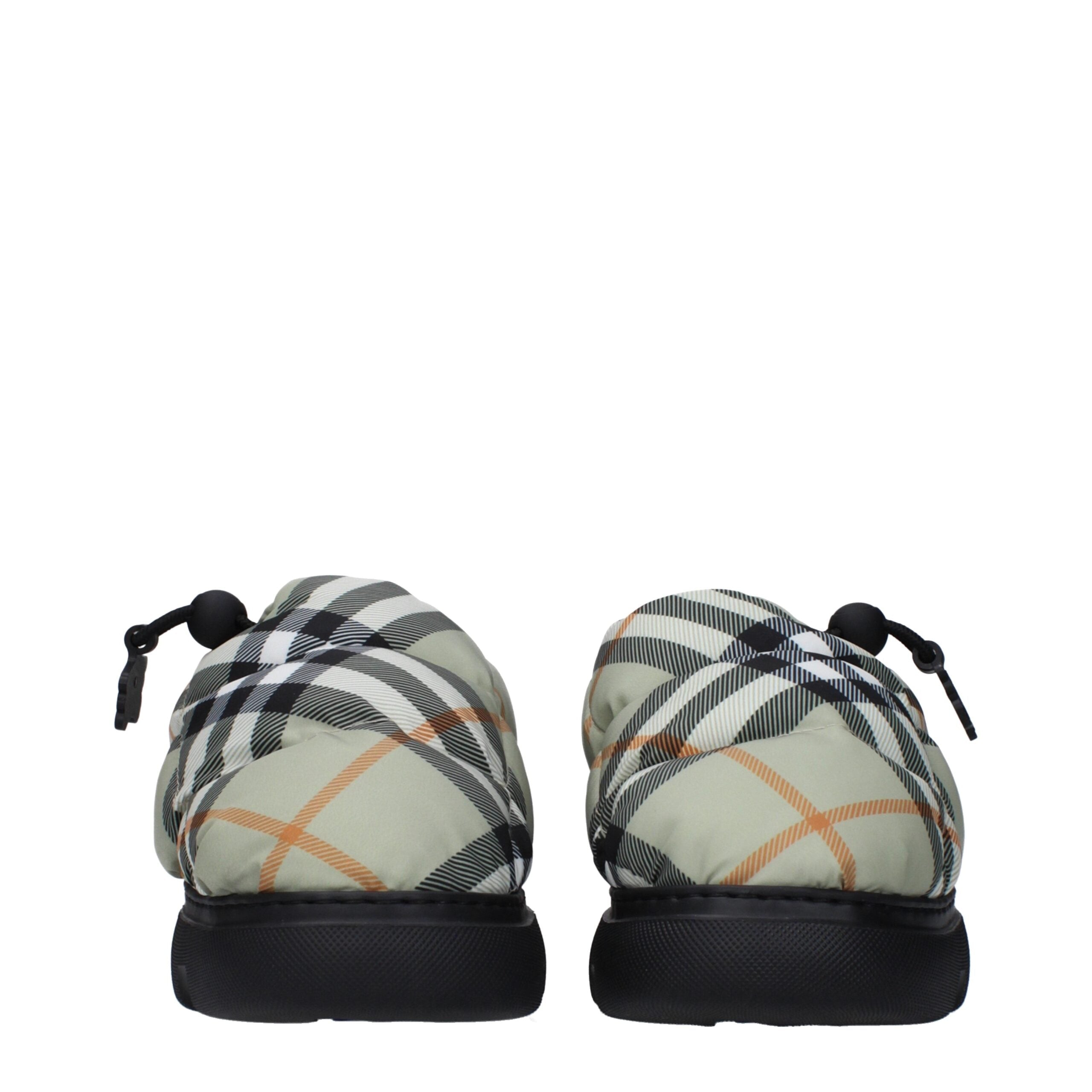 Burberry Green Fabric Slip-On Loafers Burberry